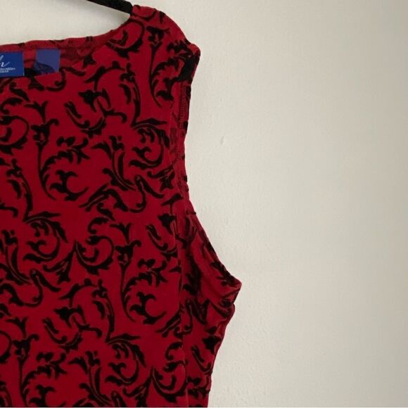 Vintage JH Collectibles Red Top with Black Burnout Velvet Grunge, Layering 3X - Picture 9 of 11